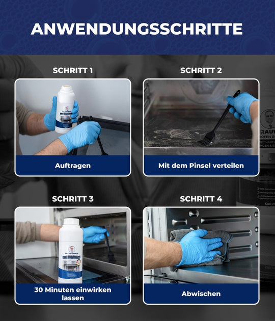 Dr. Rauwald Backofenreiniger Gel [500 ml] - Set inkl. Pinsel, Handschuhe & Schutzbrille – Extra stark gegen Verkrustungen – Made in Germany - Dr. Rauwald - Reinigungsmittel Made in Germany