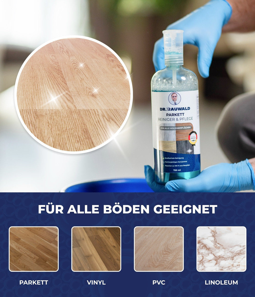 Dr. Rauwald Parkettreiniger Konzentrat [750 ml] – Für streifenfreie Reinigung & langanhaltenden Glanz – Umweltfreundlich & Made in Germany - Dr. Rauwald - Reinigungsmittel Made in Germany