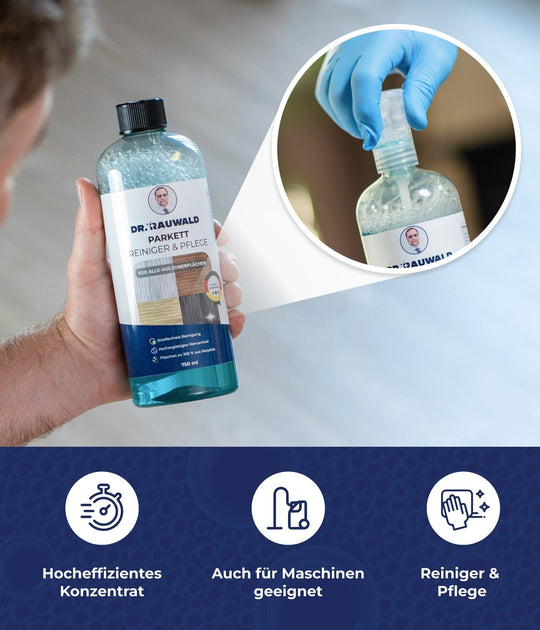Dr. Rauwald Parkettreiniger Konzentrat [750 ml] – Für streifenfreie Reinigung & langanhaltenden Glanz – Umweltfreundlich & Made in Germany - Dr. Rauwald - Reinigungsmittel Made in Germany