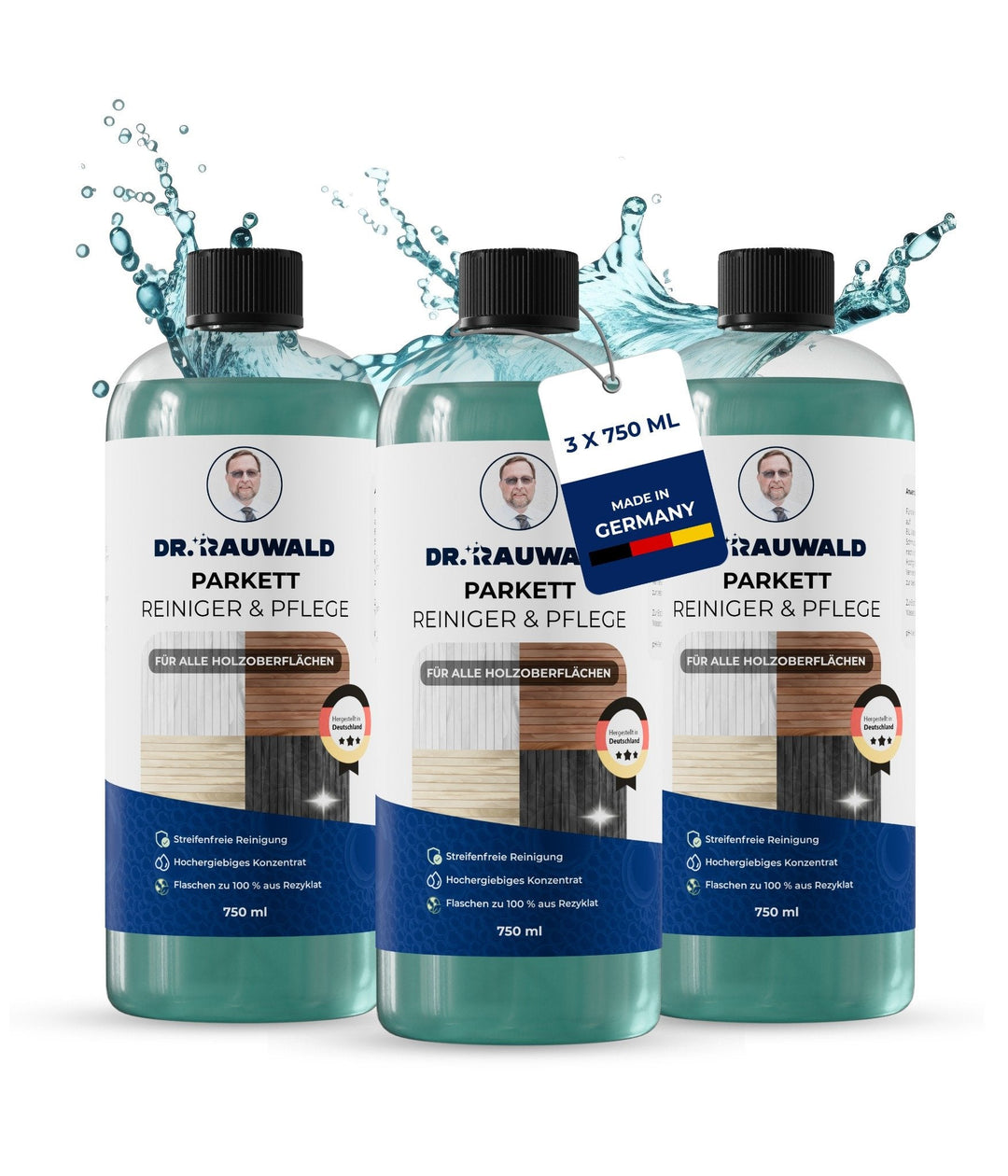 Dr. Rauwald Parkettreiniger Konzentrat [750 ml] – Für streifenfreie Reinigung & langanhaltenden Glanz – Umweltfreundlich & Made in Germany - Dr. Rauwald - Reinigungsmittel Made in Germany