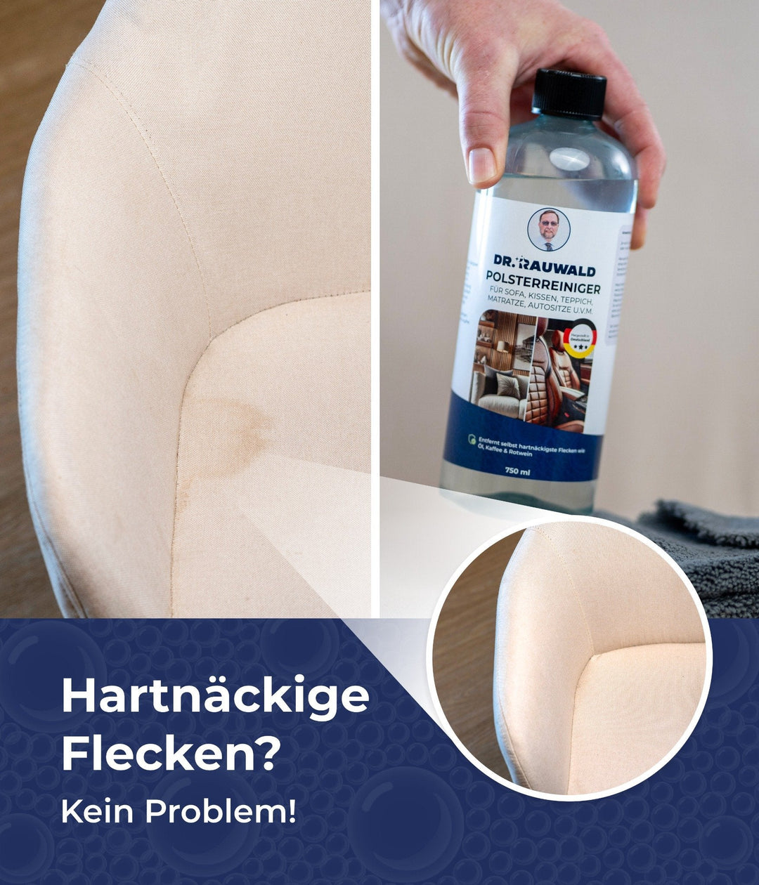 Dr. Rauwald Polsterreiniger [750 ml] – Effektive Fleckenentfernung für Sofa, Teppich, Kissen, Autositze & Matratzen – Umweltfreundlich & geruchsfrei – Made in Germany - Dr. Rauwald - Reinigungsmittel Made in Germany