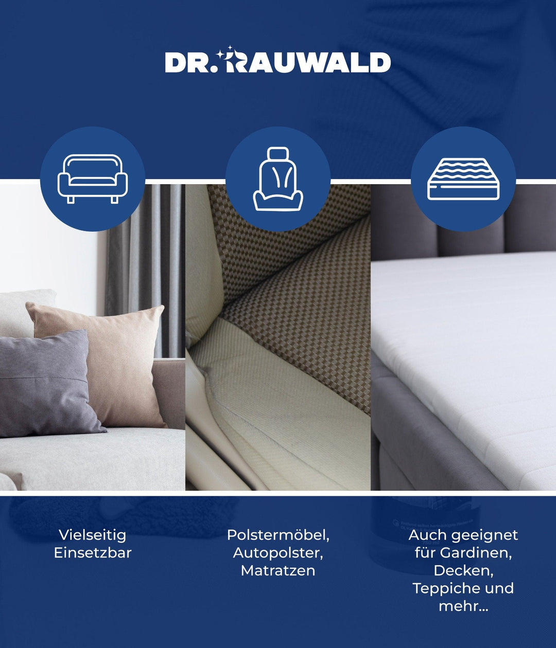 Dr. Rauwald Polsterreiniger [750 ml] – Effektive Fleckenentfernung für Sofa, Teppich, Kissen, Autositze & Matratzen – Umweltfreundlich & geruchsfrei – Made in Germany - Dr. Rauwald - Reinigungsmittel Made in Germany