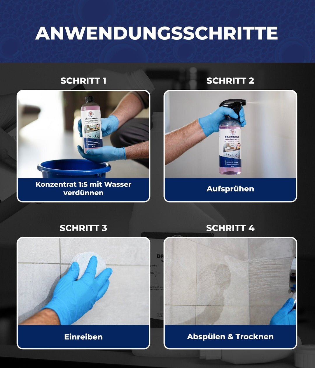 Dr. Rauwald Sanitärreiniger [750 ml] – Badreiniger mit Abperleffekt – Entfernt Kalk & Schmutz mühelos – Umweltfreundlich & gebrauchsfertig – Made in Germany - Dr. Rauwald - Reinigungsmittel Made in Germany