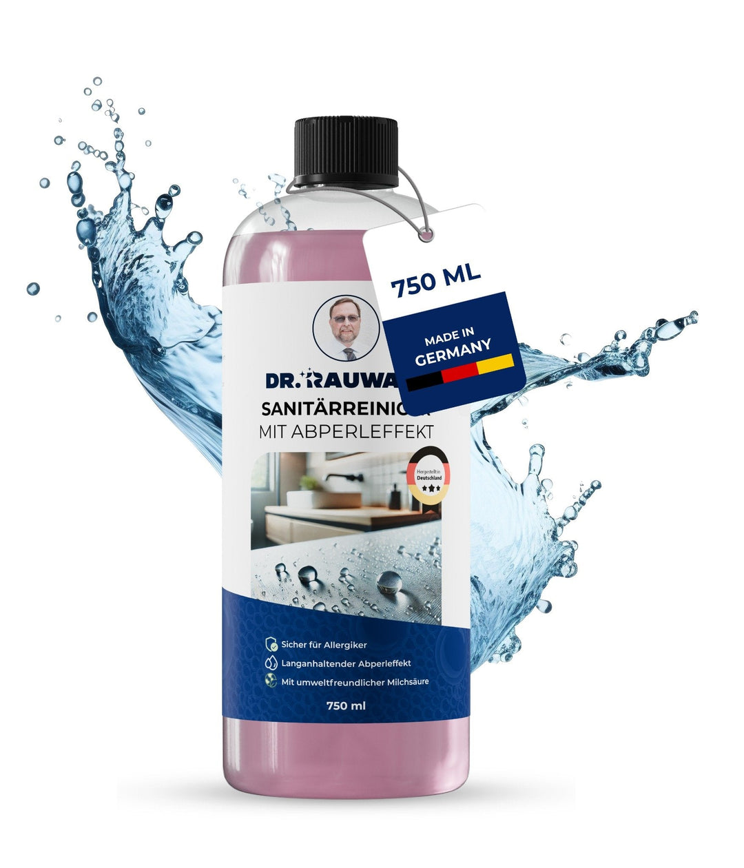 Dr. Rauwald Sanitärreiniger [750 ml] – Badreiniger mit Abperleffekt – Entfernt Kalk & Schmutz mühelos – Umweltfreundlich & gebrauchsfertig – Made in Germany - Dr. Rauwald - Reinigungsmittel Made in Germany
