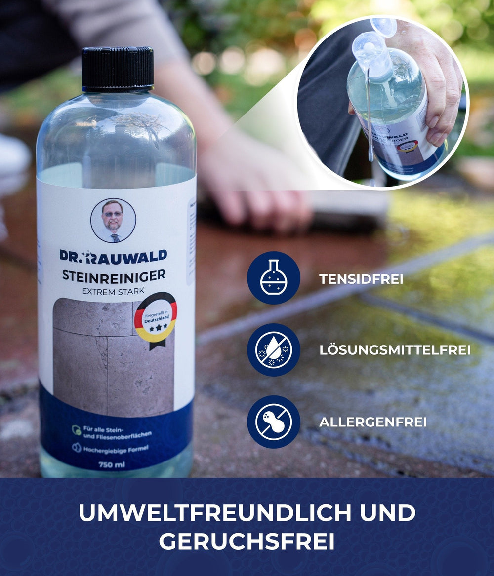 Dr. Rauwald Steinreiniger Konzentrat [750 ml] – Für Naturstein, Fliesen & mehr – Tiefenwirksam, geruchsfrei & umweltfreundlich – Für innen & außen – Made in Germany - Dr. Rauwald - Reinigungsmittel Made in Germany