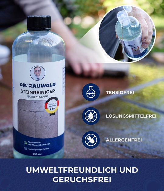 Dr. Rauwald Steinreiniger Konzentrat [750 ml] – Für Naturstein, Fliesen & mehr – Tiefenwirksam, geruchsfrei & umweltfreundlich – Für innen & außen – Made in Germany - Dr. Rauwald - Reinigungsmittel Made in Germany